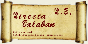 Mirčeta Balaban vizit kartica